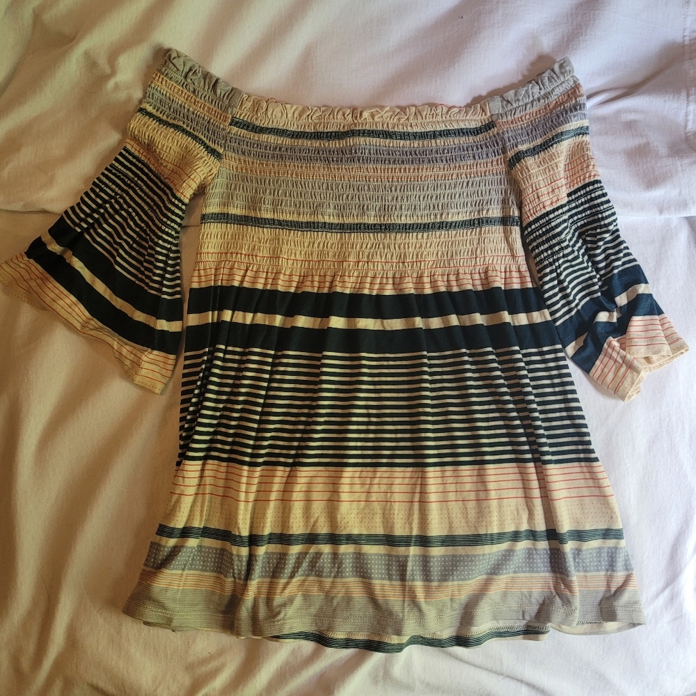 off the shoulder stripped top
